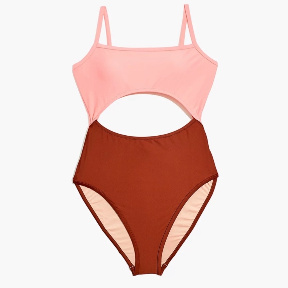NWT MADEWELL Second Wave color block  cutout swimsuit NA698